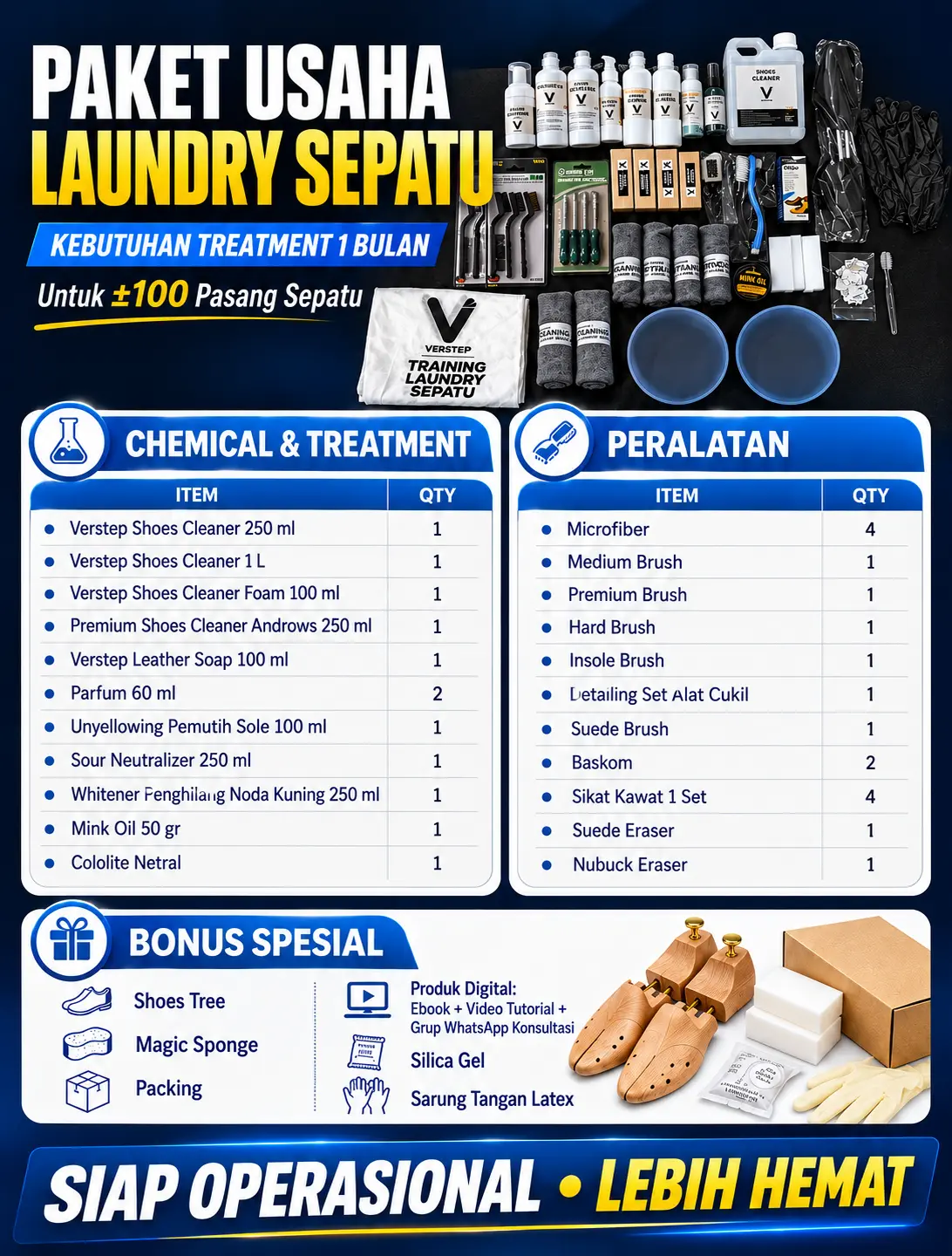Paket Usaha Laundry Sepatu VERSTEP lengkap untuk kebutuhan treatment satu bulan