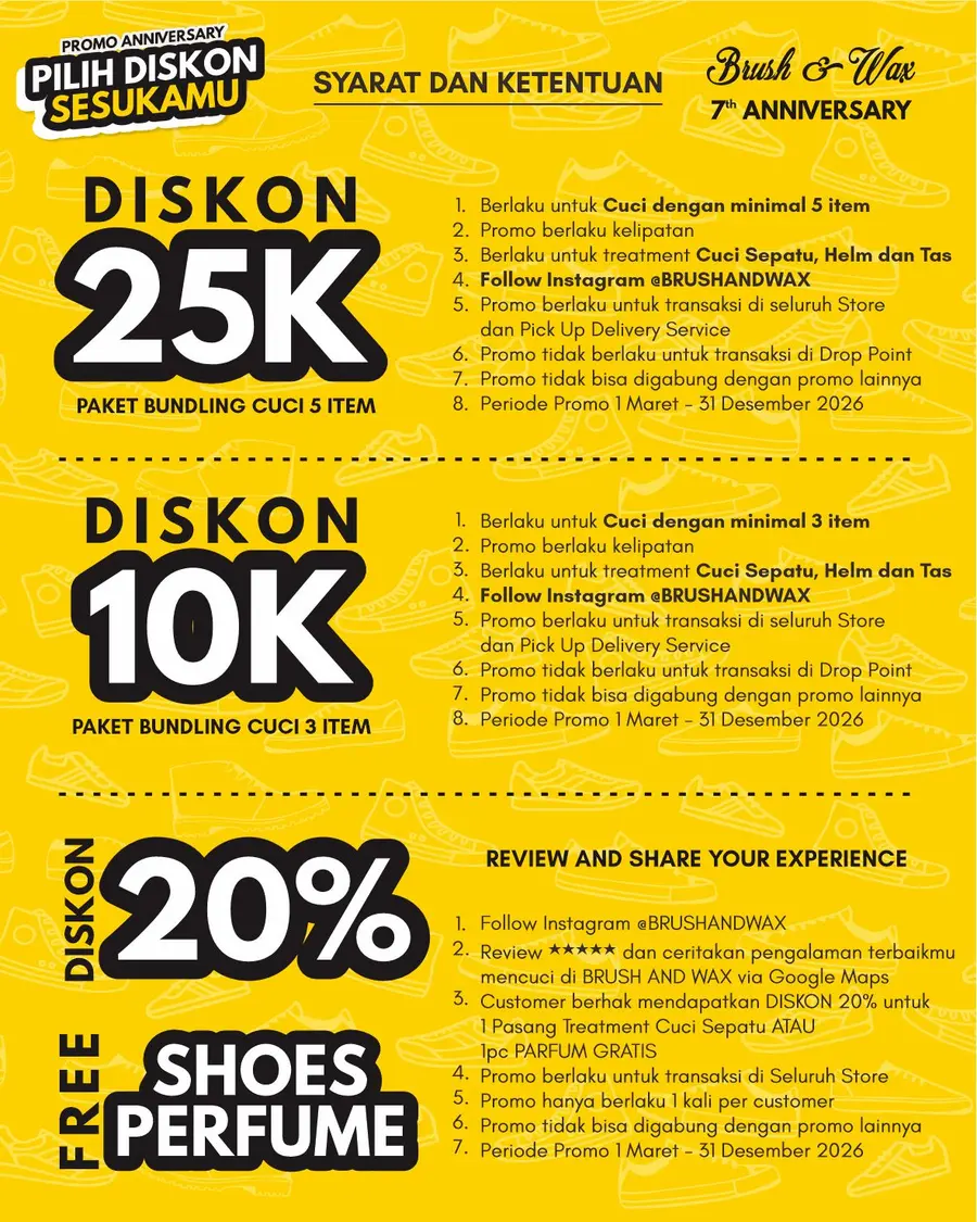 Syarat dan ketentuan promo anniversary Brush and Wax