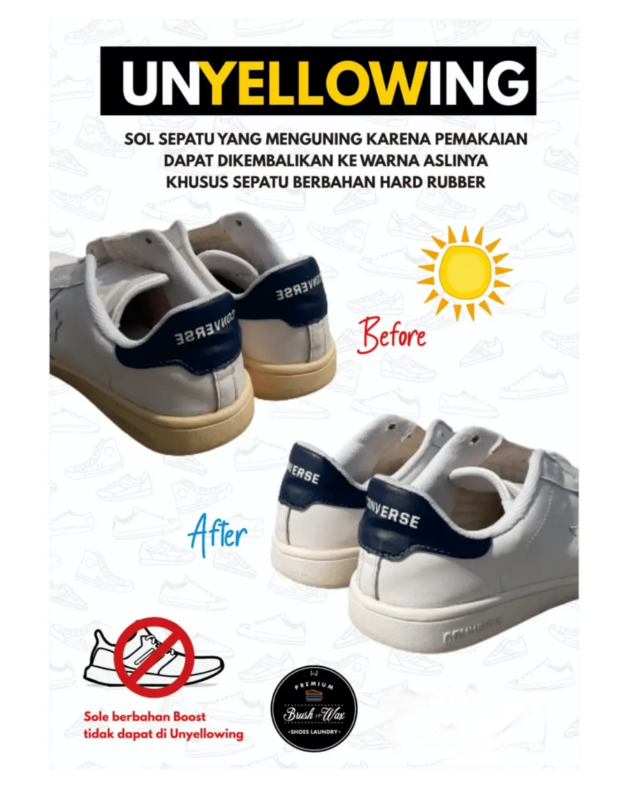 Treatment unyellowing sole sepatu Brush and Wax